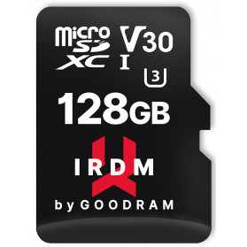 Karta pamięci GoodRAM IRDM MicroSDXC 64GB UHS-I U3 V30 IR-M3AA-0640R12 - Czarna, Adapter, 100 Mbps|40 Mbps